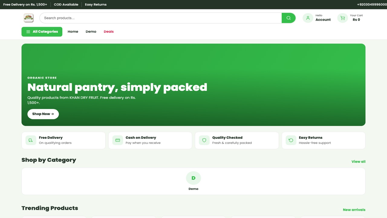 Organic store theme preview