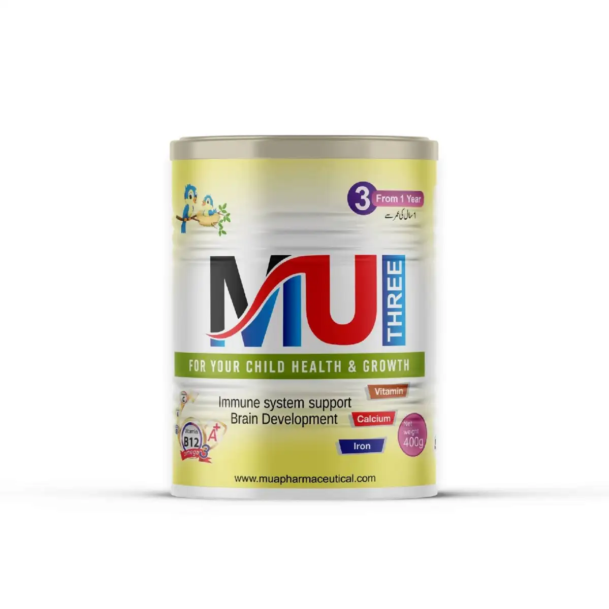 MU Three Grow-Up Formula Milk Powder Stage 3 – Growing-Up Milk for Toddlers – DHA, Vitamins & Minerals – 400g