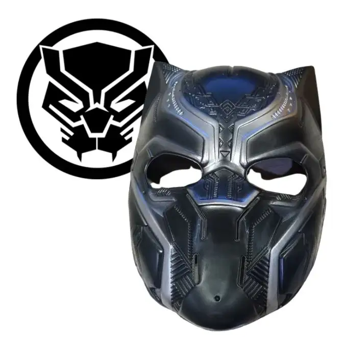 Black Panther Superhero Mask | Black Plastic Cosplay Mask for Kids & Adults