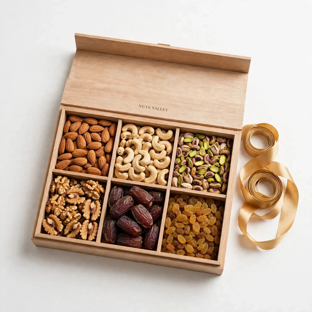 Luxury Dry Fruit Gift Box 1kg – 6 Compartments
