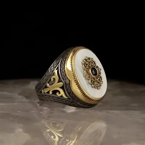 Turkish Handmade Jewelry Silver Color Plated Islamic Men's Ring