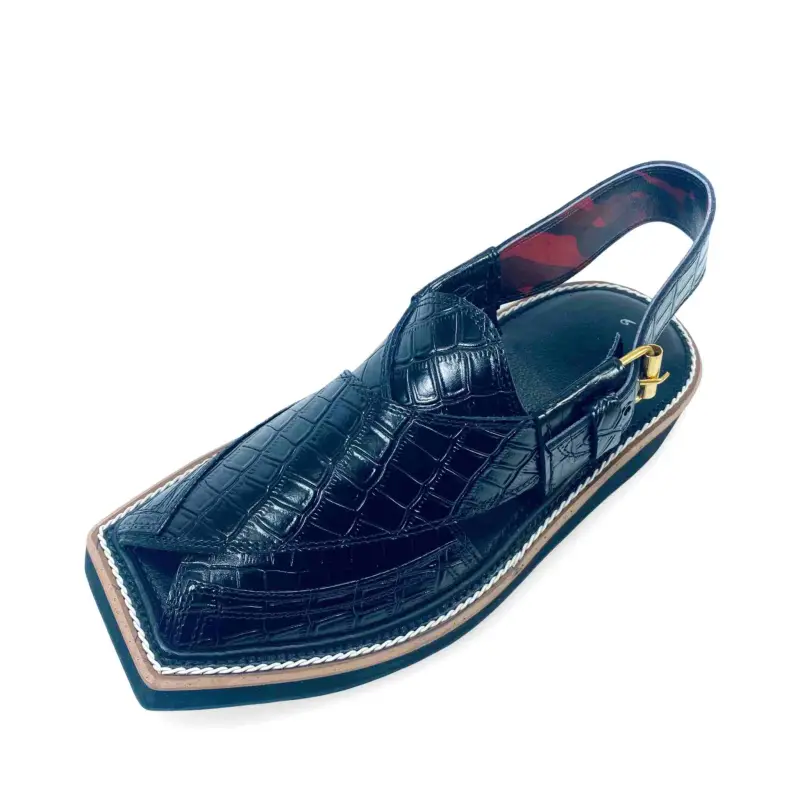 Kaptaan chappal black crocodile