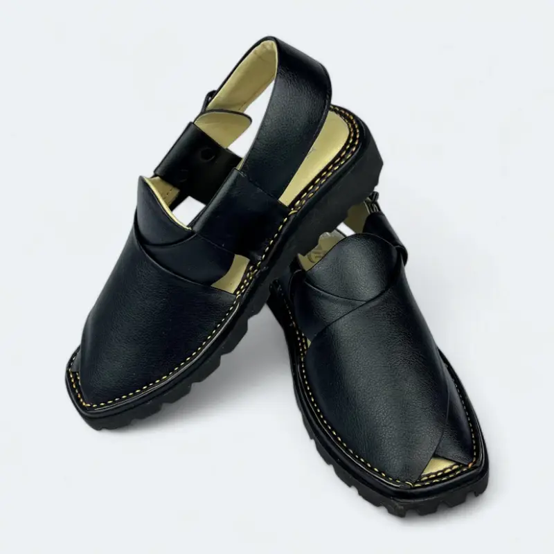 KPK GOGO - Peshawari Medicated Premium Chappal Full Black