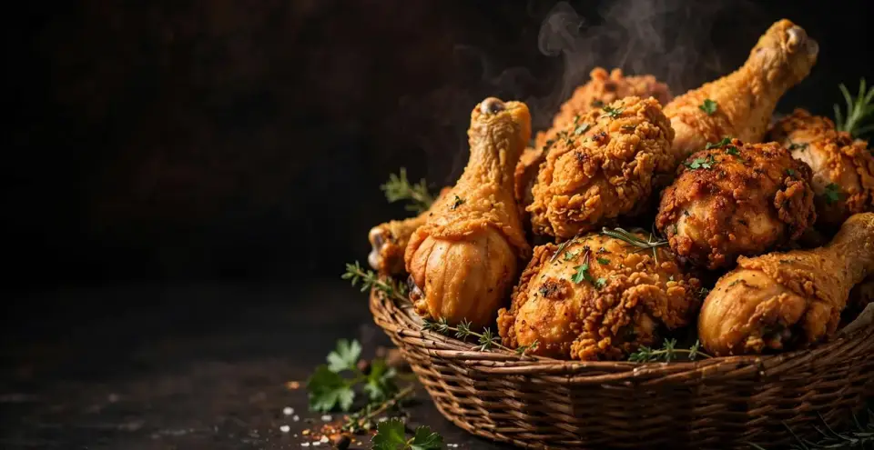 Crispy fried chicken and broast